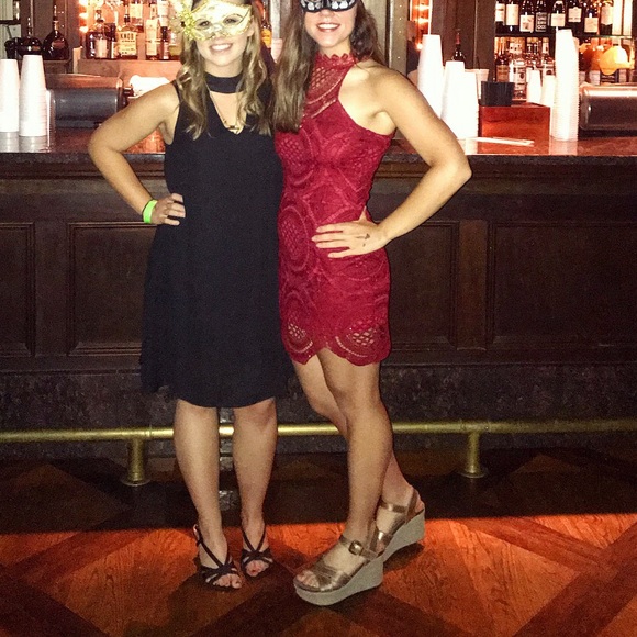 Dresses & Skirts - Red Lacey Party Mini Bodycon Dress